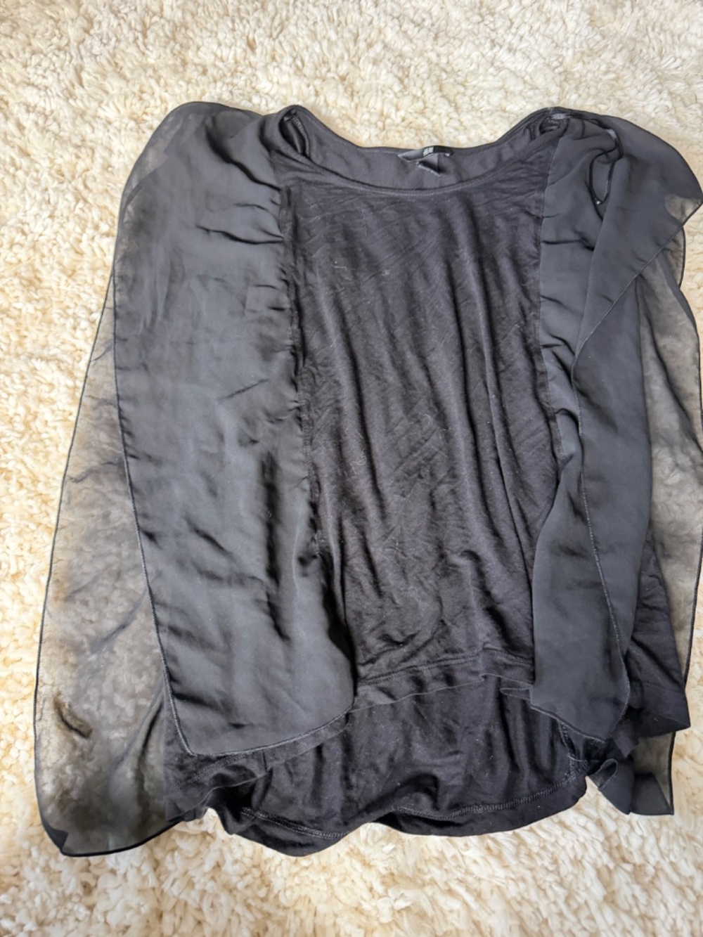 Lightweight H&M blouse H&M Black Sheer vintage of flow off the shoulder, unique - Picture 4 of 5
